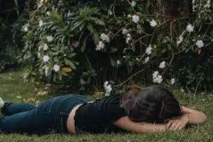 mommy sleeping on the grass